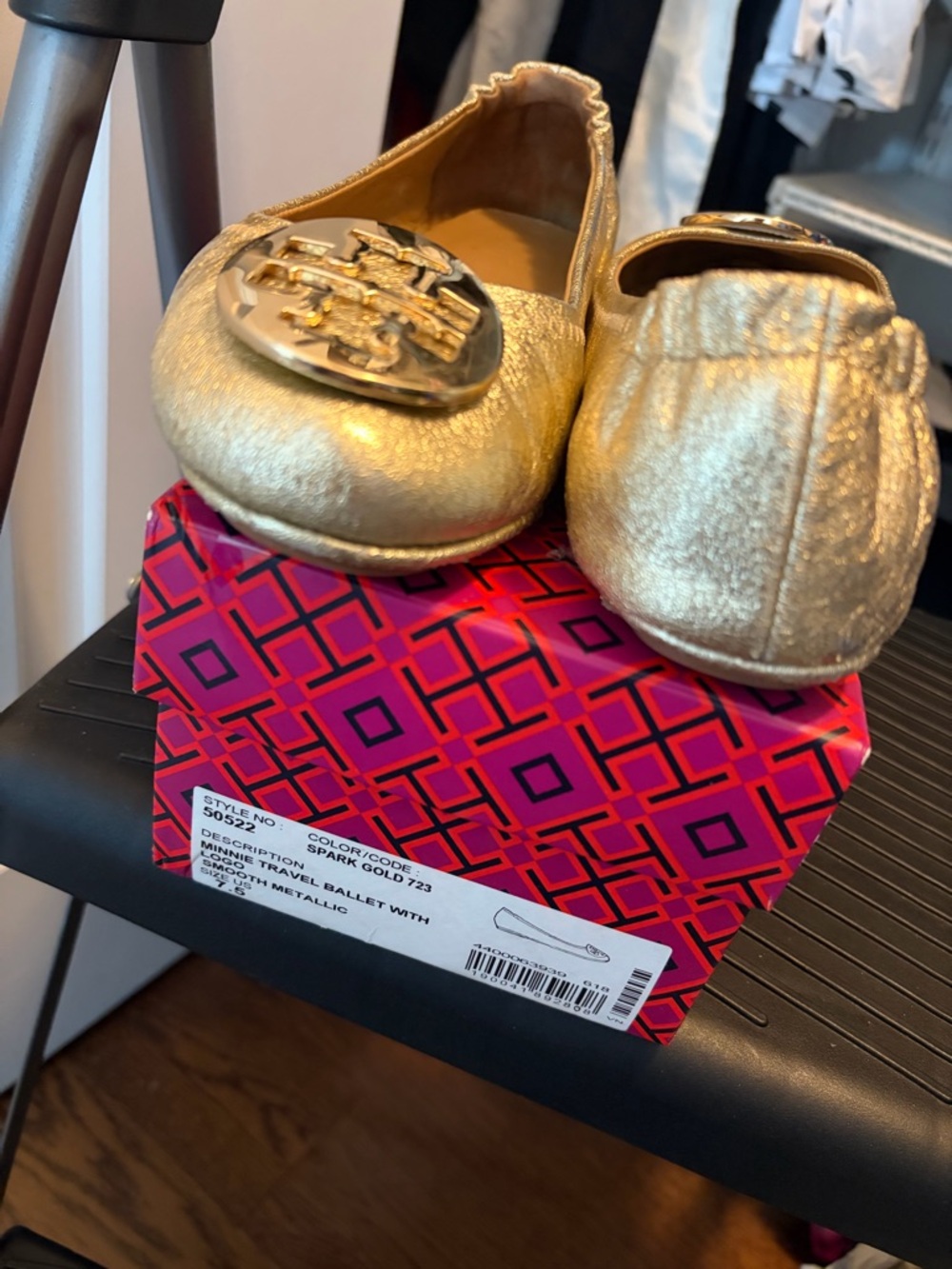 Tory Burch Metallic Gold Minnie Travel Ballet Flats- Flexible on Price!